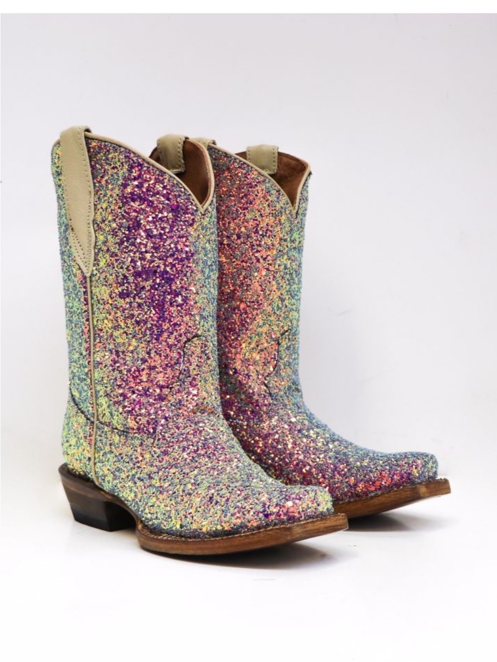 Tanner Mark Girls Blue Mermaid Boots in a blue AB sparkle finish